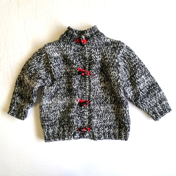 joe fresh chunky salt & pepper knit toggle cardigan sweater 3-6 months baby boy - Picture 1 of 6